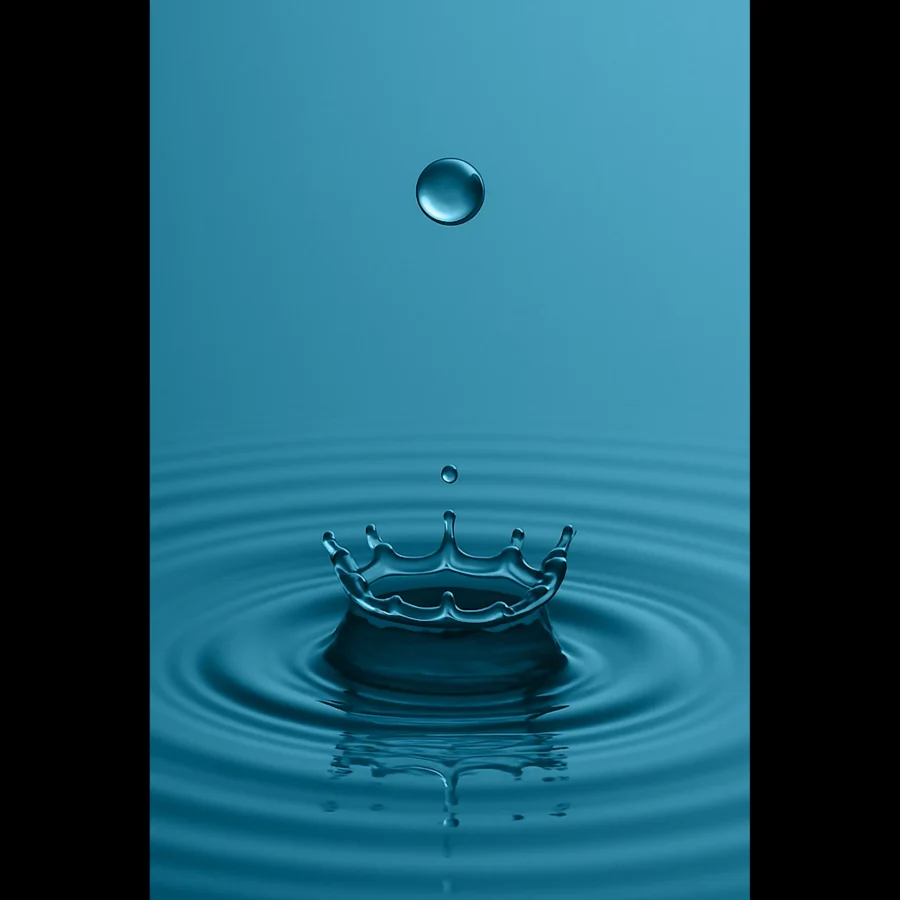 EU Giclée Print Poster DROP OF DEEP TEAL BLUE. Fine Art Wall Art with Archival Quality. Printed, packaged, and shipped in the EU. Exclusive ColorVanta design.