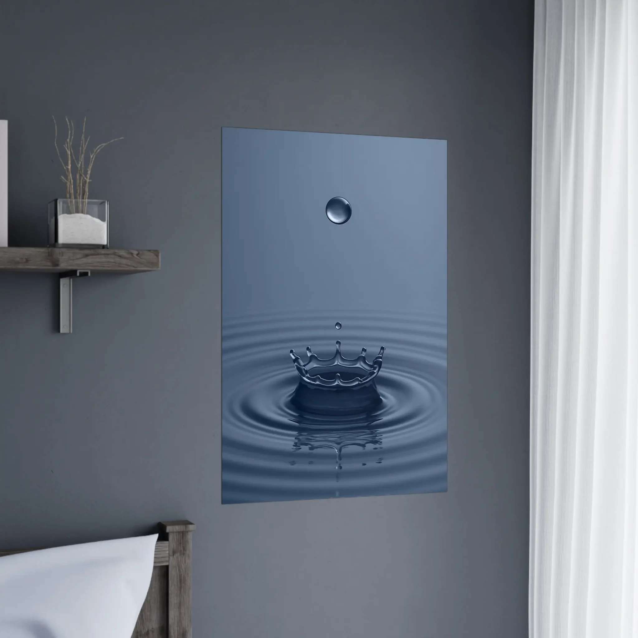 EU Giclée Print Poster DROP OF LIGHT STEEL BLUE. Fine Art Wall Art with Archival Quality. Printed, packaged, and shipped in the EU. Exclusive ColorVanta design.