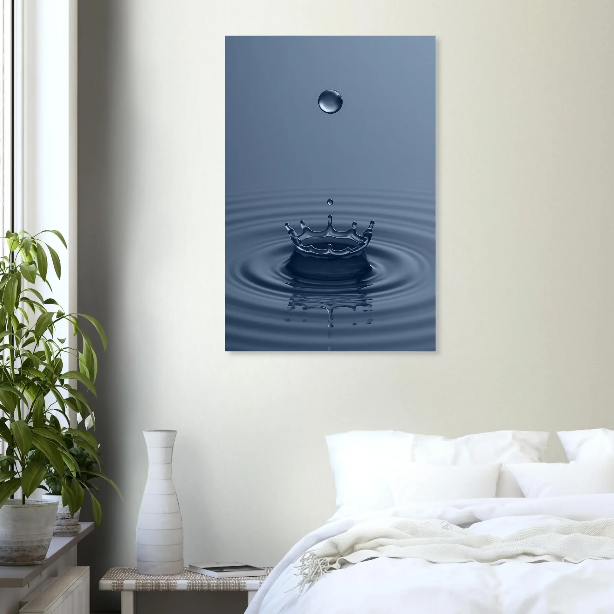 EU Giclée Print Poster DROP OF LIGHT STEEL BLUE. Fine Art Wall Art with Archival Quality. Printed, packaged, and shipped in the EU. Exclusive ColorVanta design.