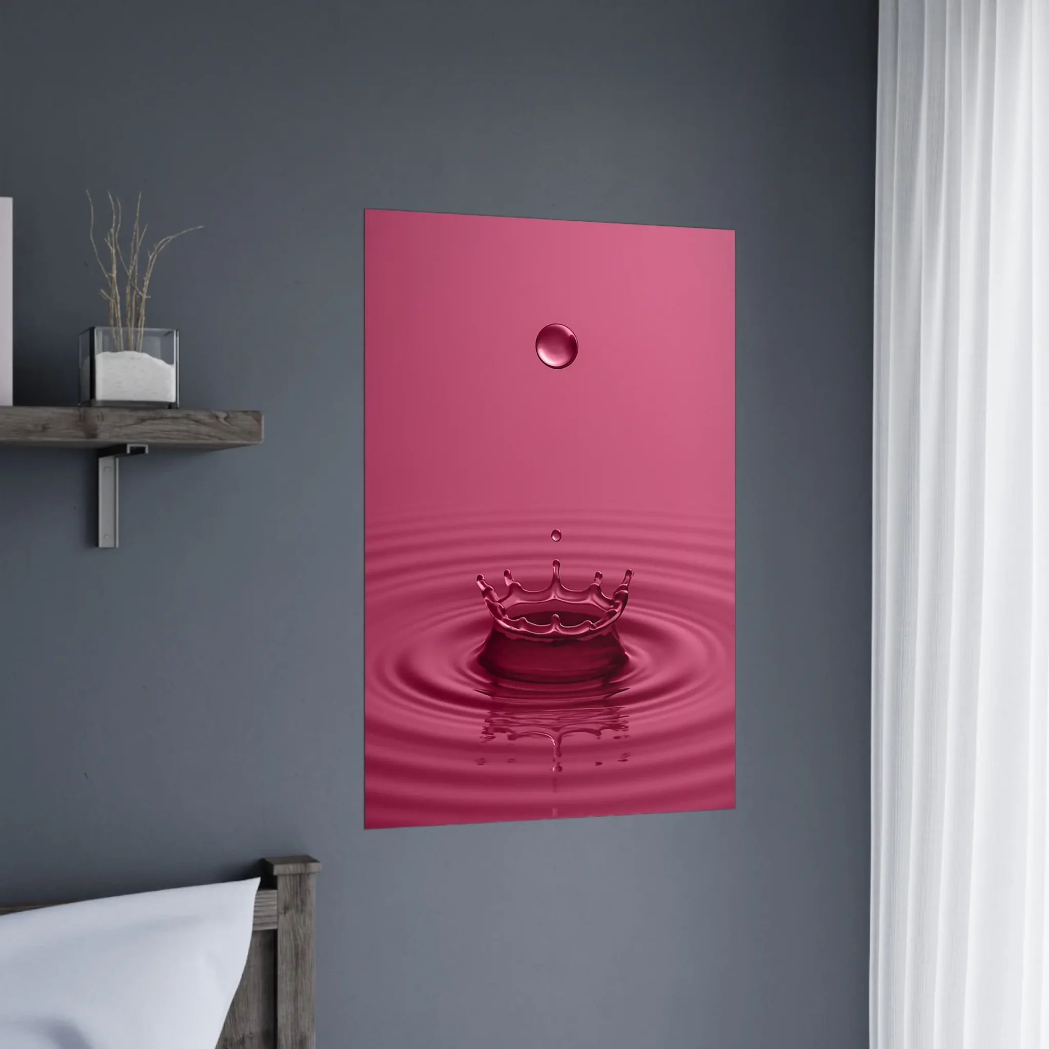 EU Giclée Print Poster DROP OF PALE VIOLET RED. Fine Art Wall Art with Archival Quality. Printed, packaged, and shipped in the EU. Exclusive ColorVanta design.