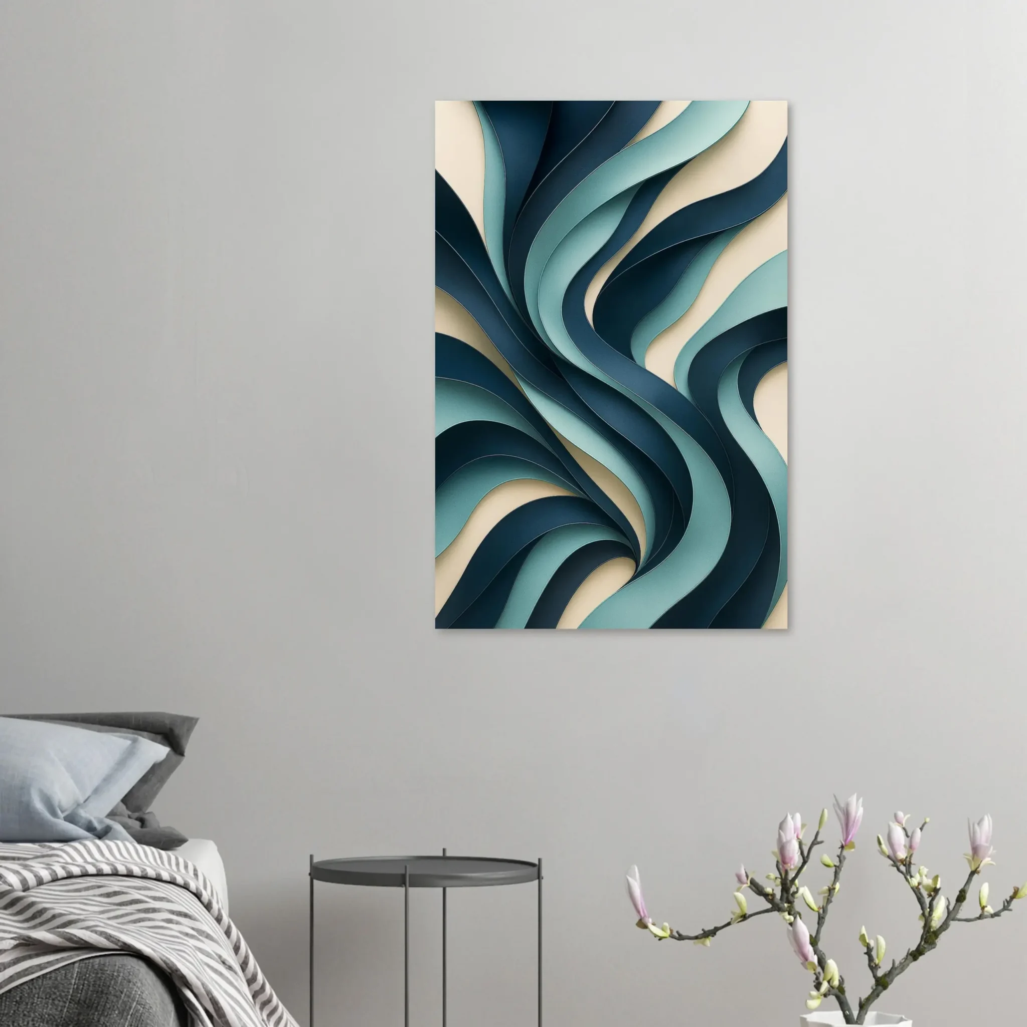 EU Giclée Print Poster MIDNIGHT BLUE AND AQUA. Fine Art Wall Art with Archival Quality. Printed, packaged, and shipped in the EU. Exclusive ColorVanta design.
