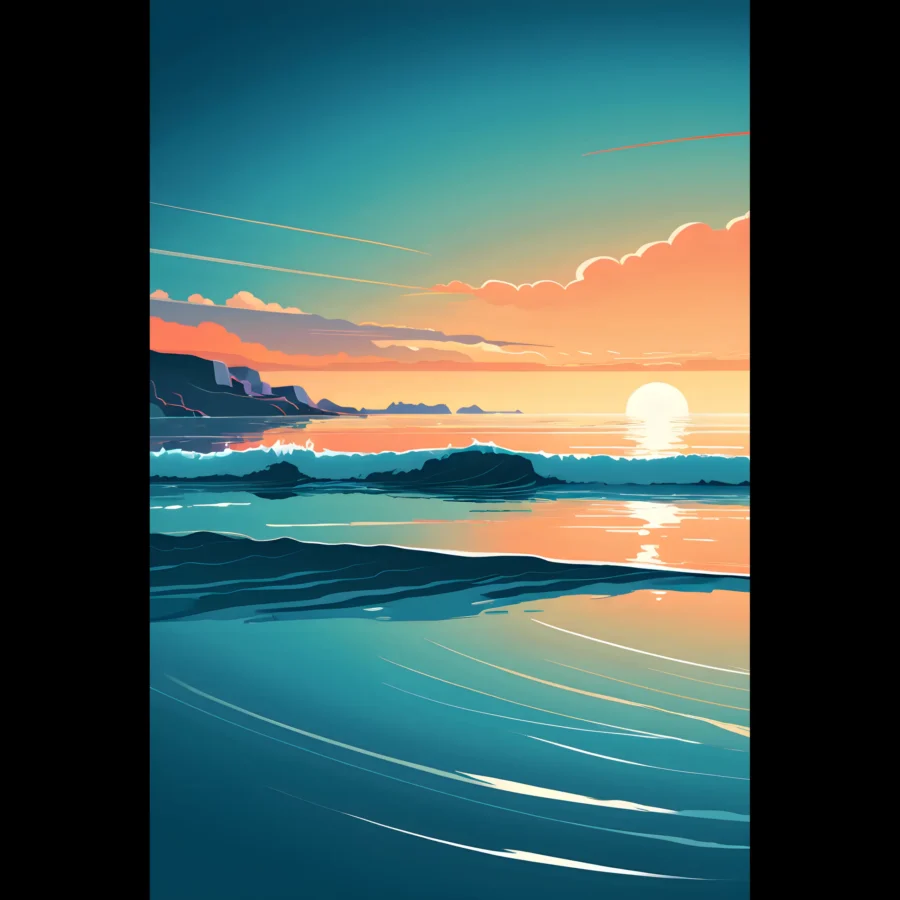 EU Giclée Print Poster TIDAL HORIZON. Fine Art Wall Art with Archival Quality. Printed, packaged, and shipped in the EU. Exclusive ColorVanta design.