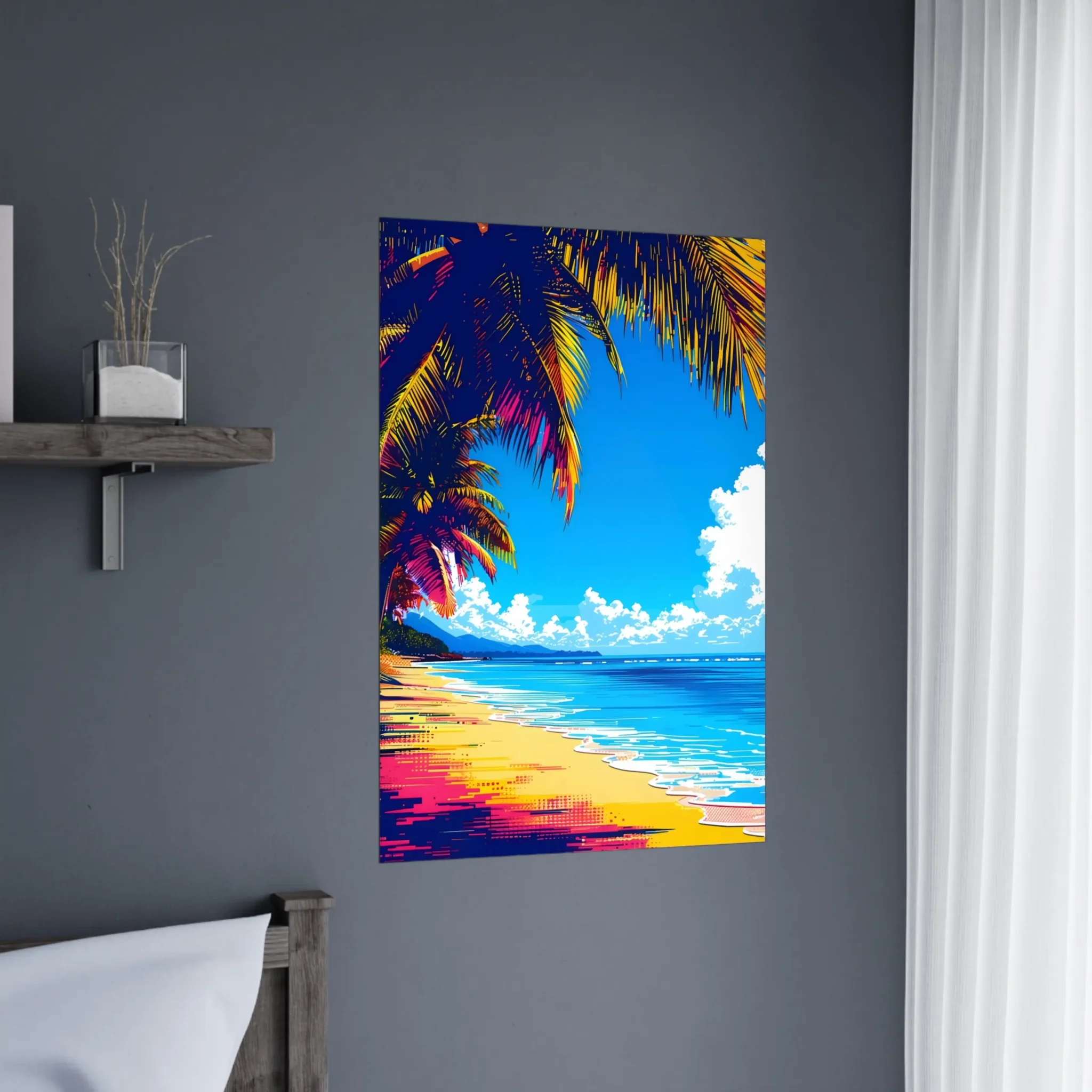 Luminous Palm Bay Tropical Seascape Art Print 3 Tropical Beach Seascape wall art inspired by palm trees, coastal landscapes and open horizons. Printed and shipped within the EU.