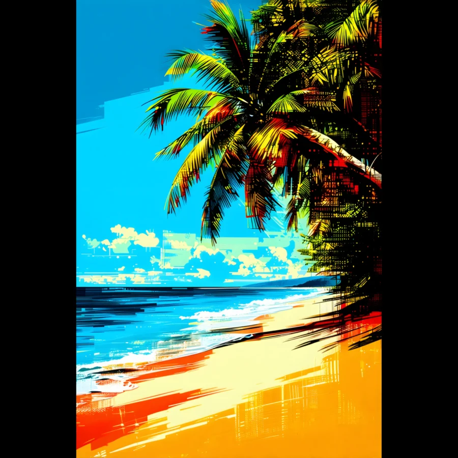 Solar Palm Shore Tropical Seascape Art Print 1