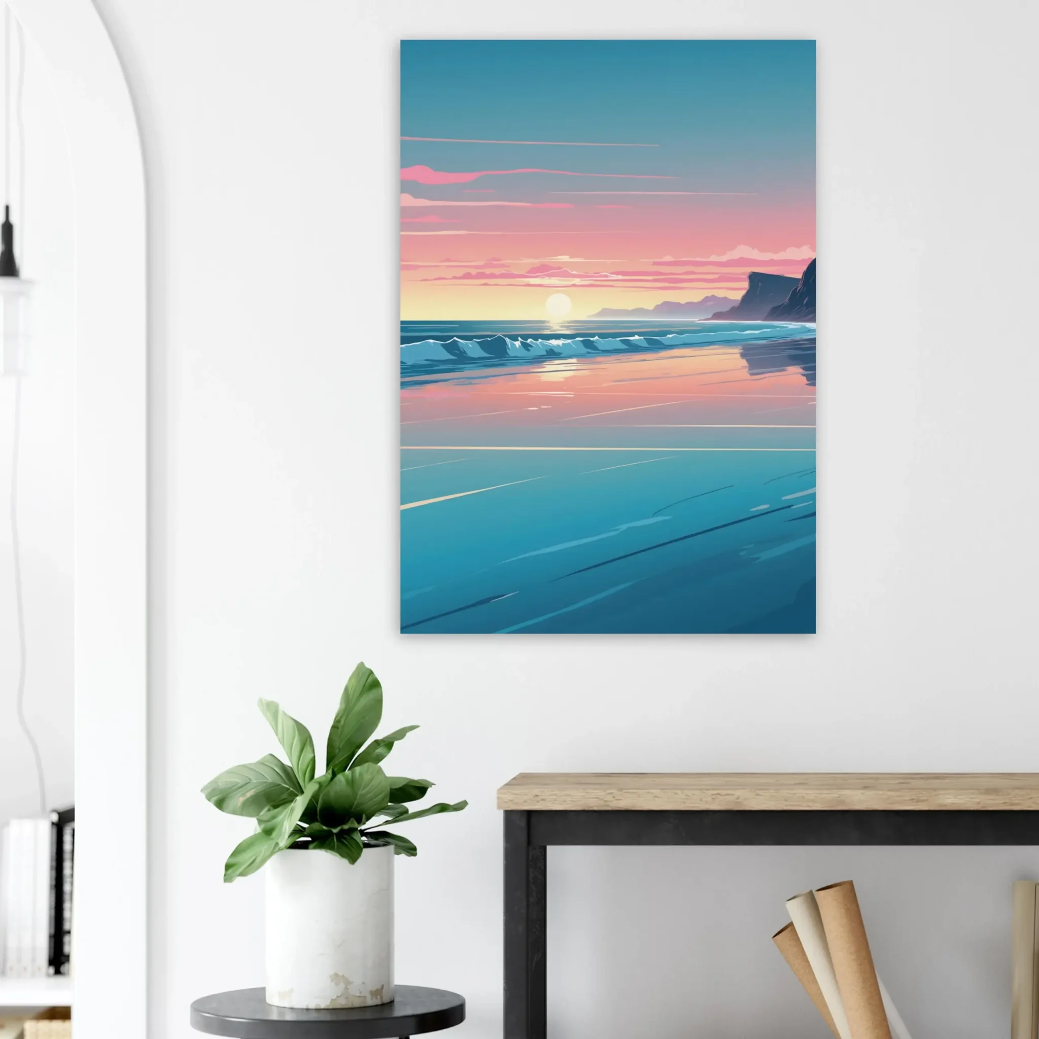 Abstract Coastal Sunset wall art that explores the meeting point between sea, light, and horizon. Fine Art Print, printed and shipped within the EU.