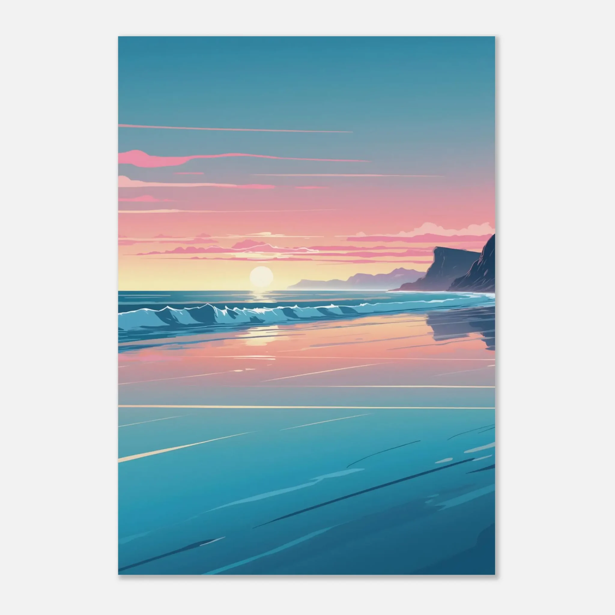 Abstract Coastal Sunset wall art that explores the meeting point between sea, light, and horizon. Fine Art Print, printed and shipped within the EU.