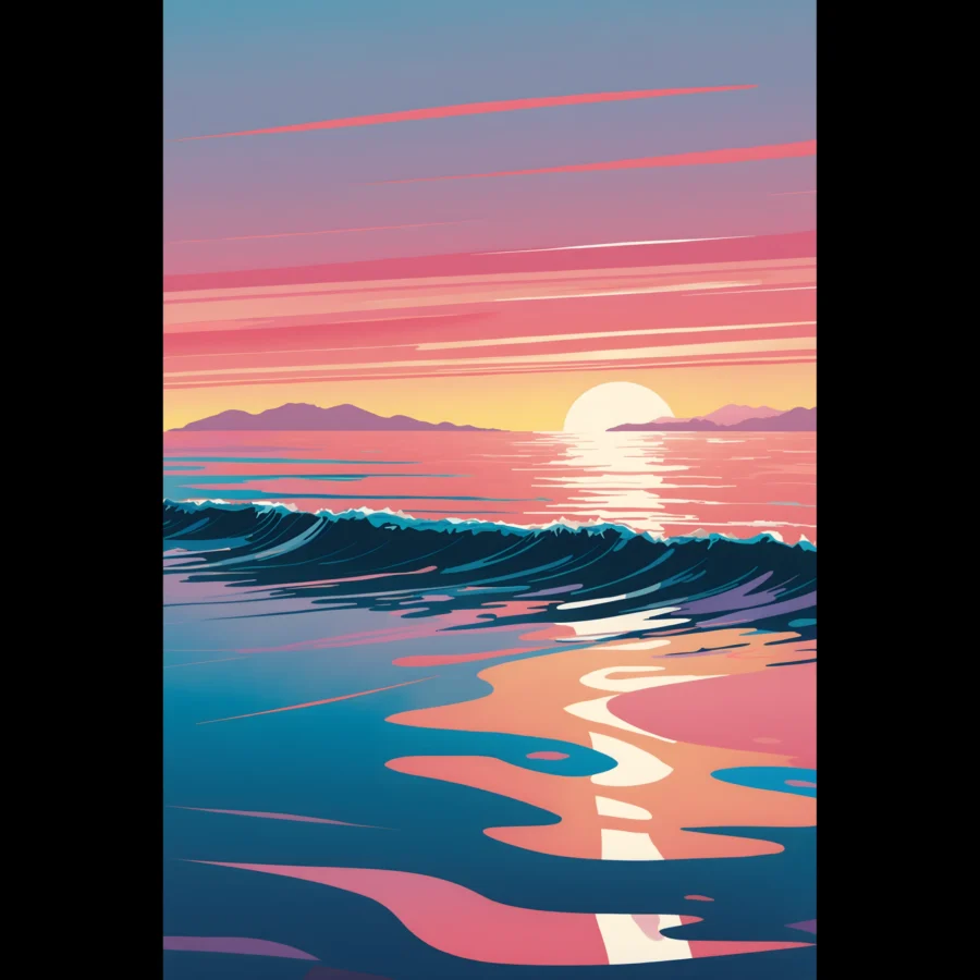 Abstract Coastal Sunset wall art that explores the meeting point between sea, light, and horizon. Fine Art Print, printed and shipped within the EU.