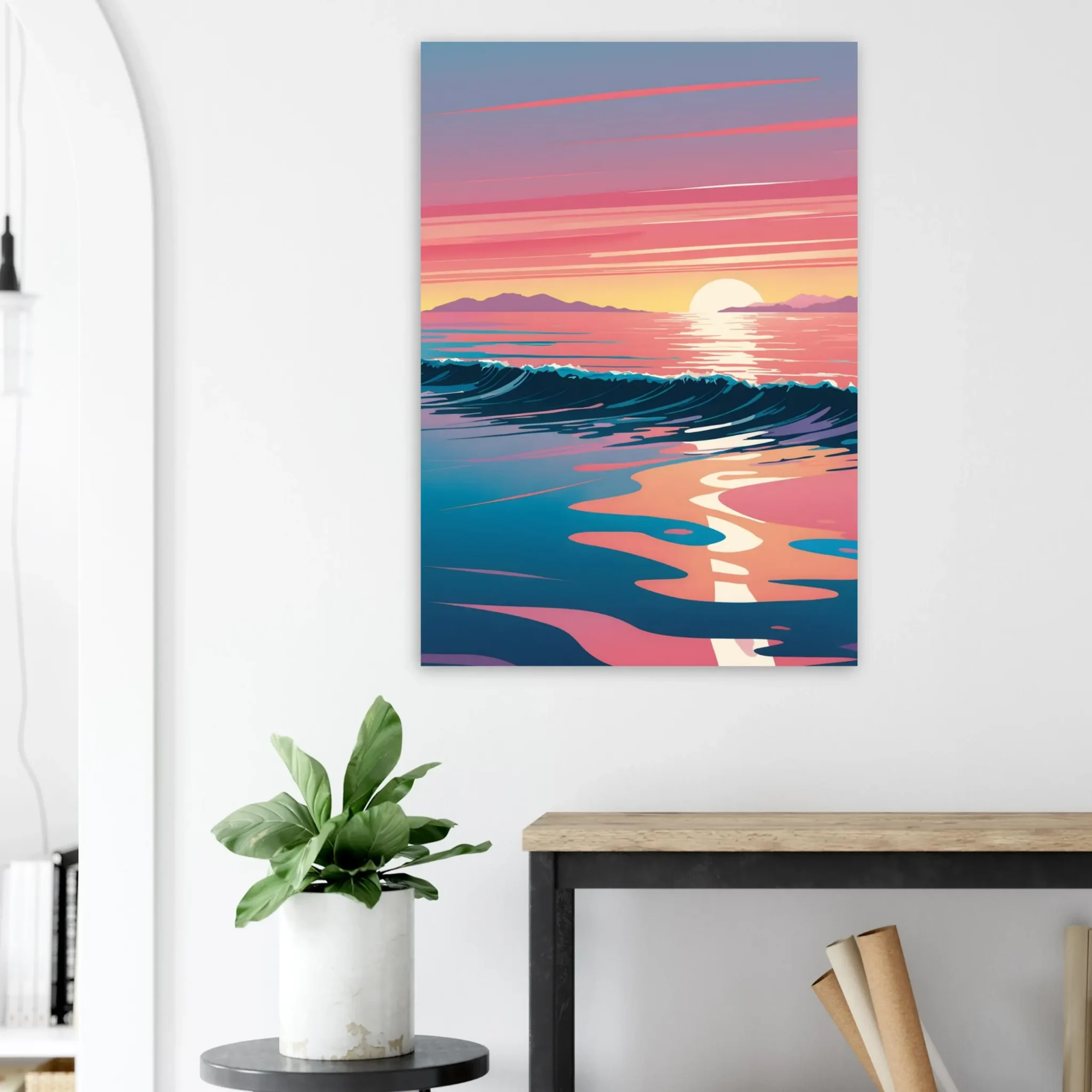Abstract Coastal Sunset wall art that explores the meeting point between sea, light, and horizon. Fine Art Print, printed and shipped within the EU.