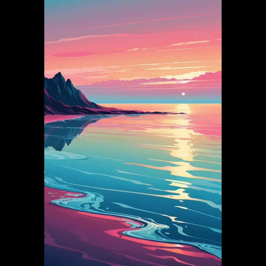 Abstract Coastal Sunset wall art that explores the meeting point between sea, light, and horizon. Fine Art Print, printed and shipped within the EU.