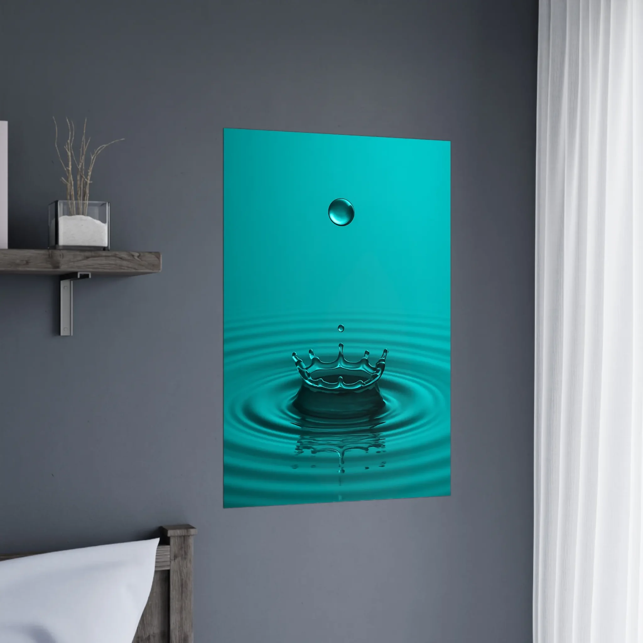 US Giclée Print Poster DROP OF DARK TURQUOISE. Fine Art Wall Art with Archival Quality. Printed, packaged, and shipped in the US. Exclusive ColorVanta design.