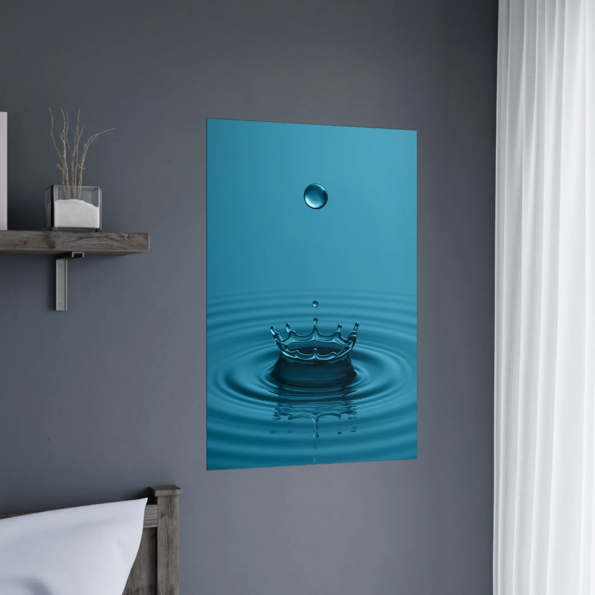 US Giclée Print Poster DROP OF DEEP TEAL BLUE. Fine Art Wall Art with Archival Quality. Printed, packaged, and shipped in the US. Exclusive ColorVanta design.