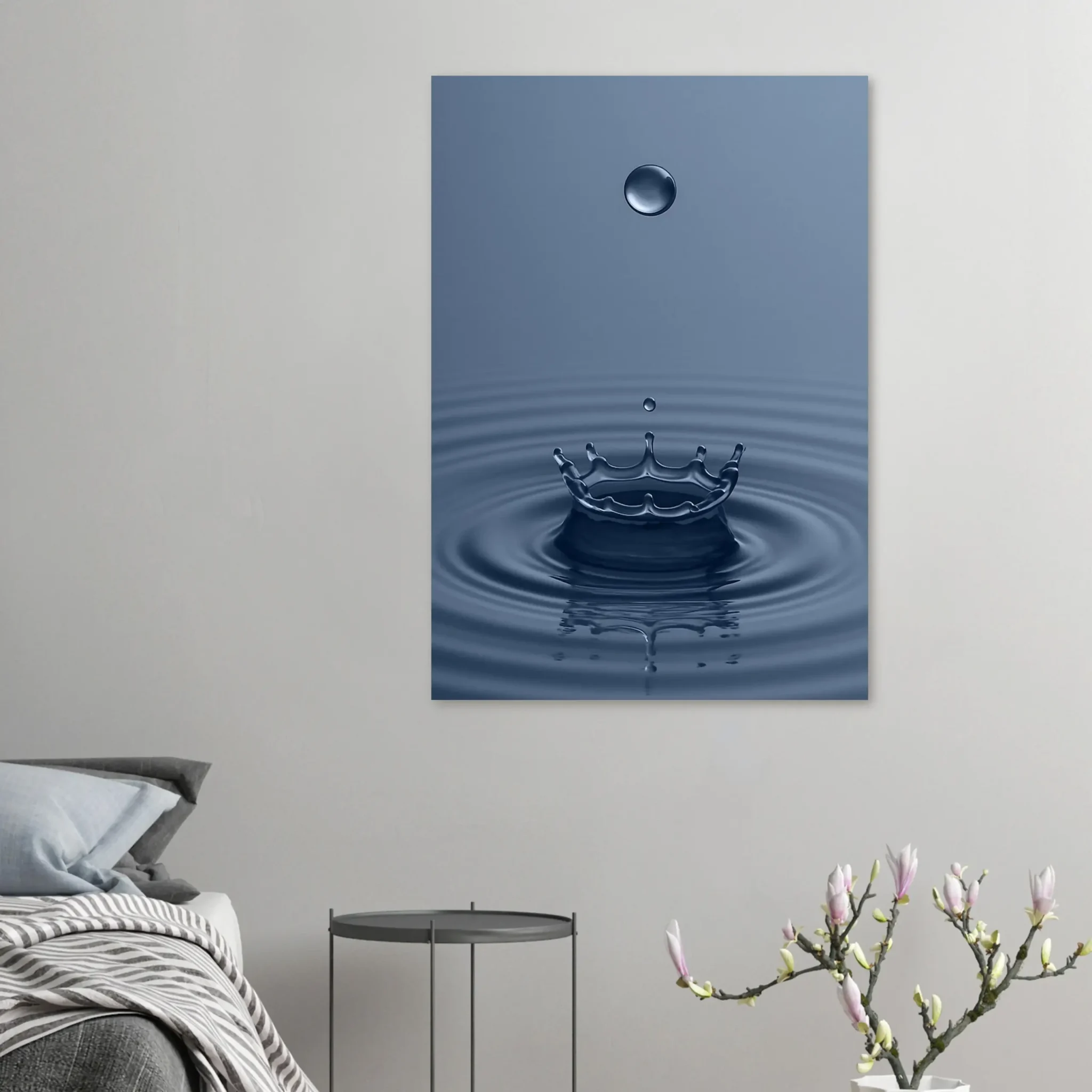 US Giclée Print Poster DROP OF LIGHT STEEL BLUE. Fine Art Wall Art with Archival Quality. Printed, packaged, and shipped in the US. Exclusive ColorVanta design.