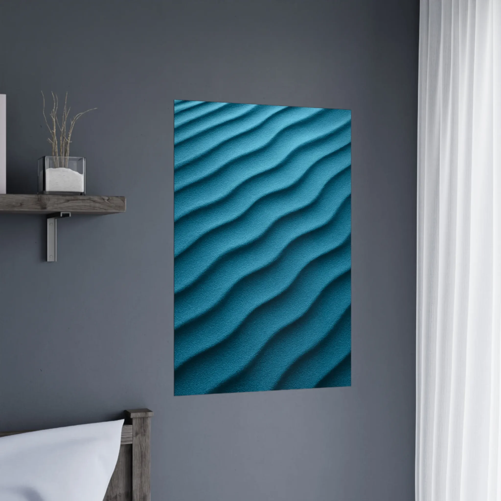 US Giclée Print Poster DUNE OF DEEP TEAL BLUE. Fine Art Wall Art with Archival Quality. Printed, packaged, and shipped in the US. Exclusive ColorVanta design.