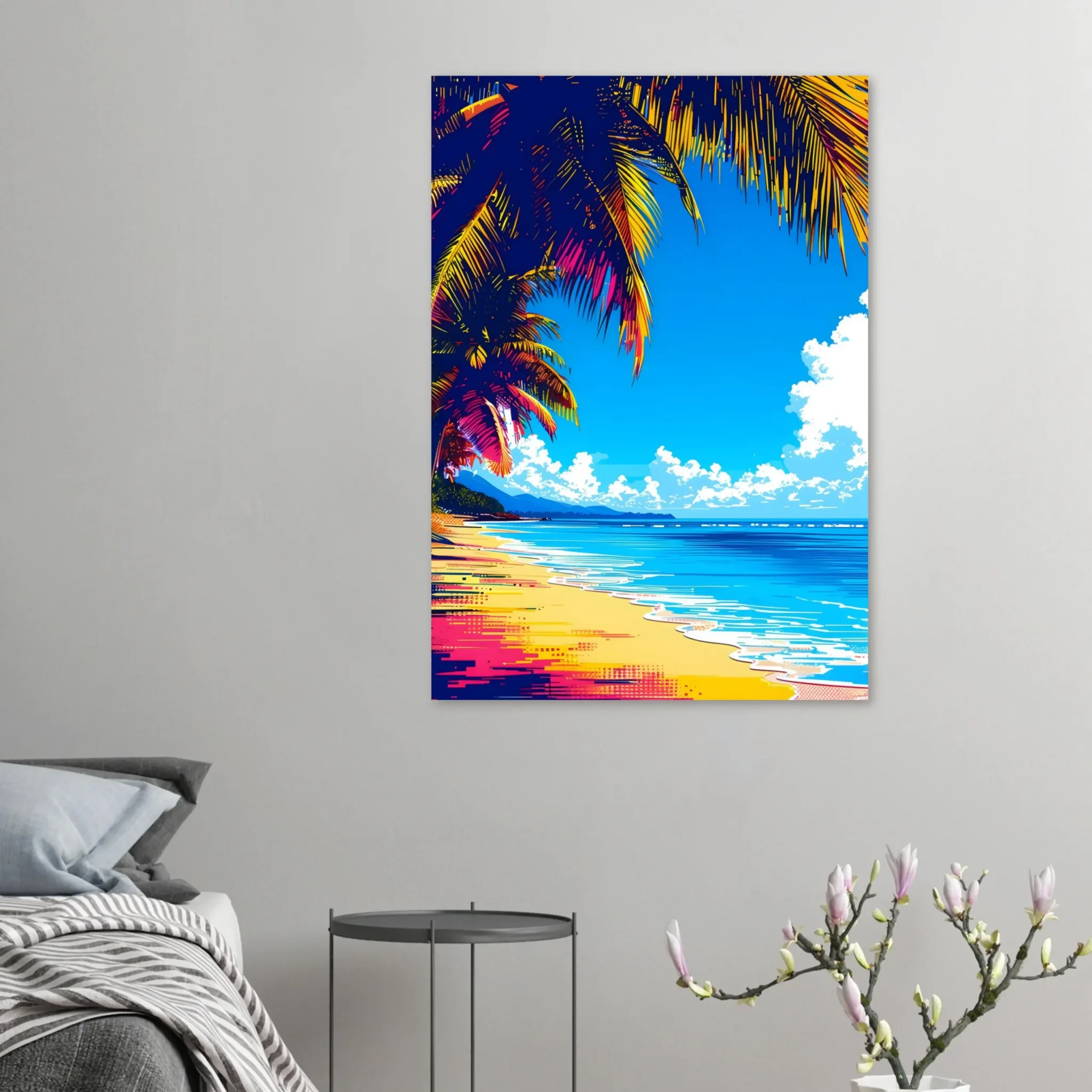 Luminous Palm Bay Tropical Seascape Art Print 5 Tropical Beach Seascape wall art inspired by palm trees, coastal landscapes and open horizons. Printed and shipped within North America.