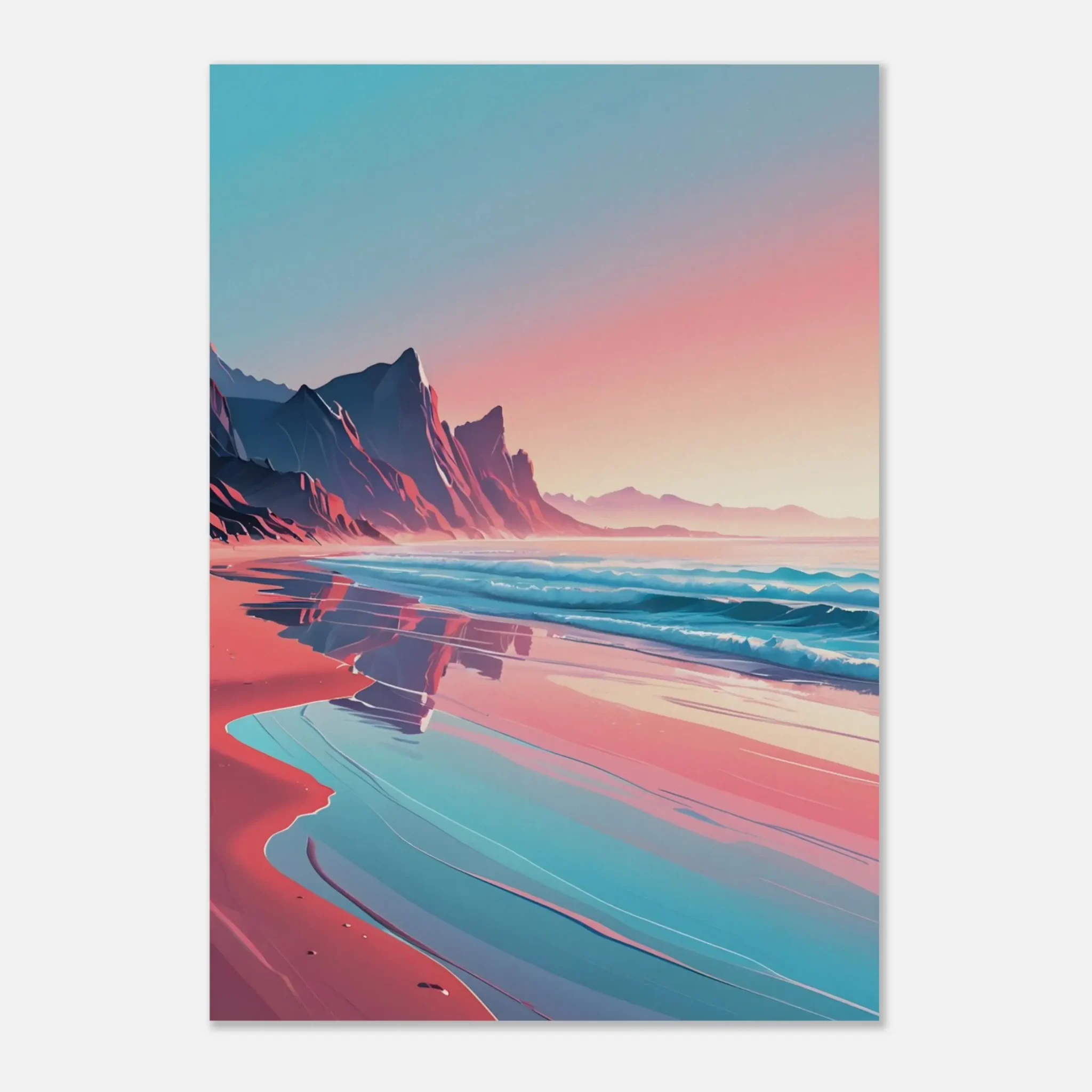 Abstract Coastal Sunset wall art that explores the meeting point between sea, light, and horizon. Art Print, printed and shipped within North America.