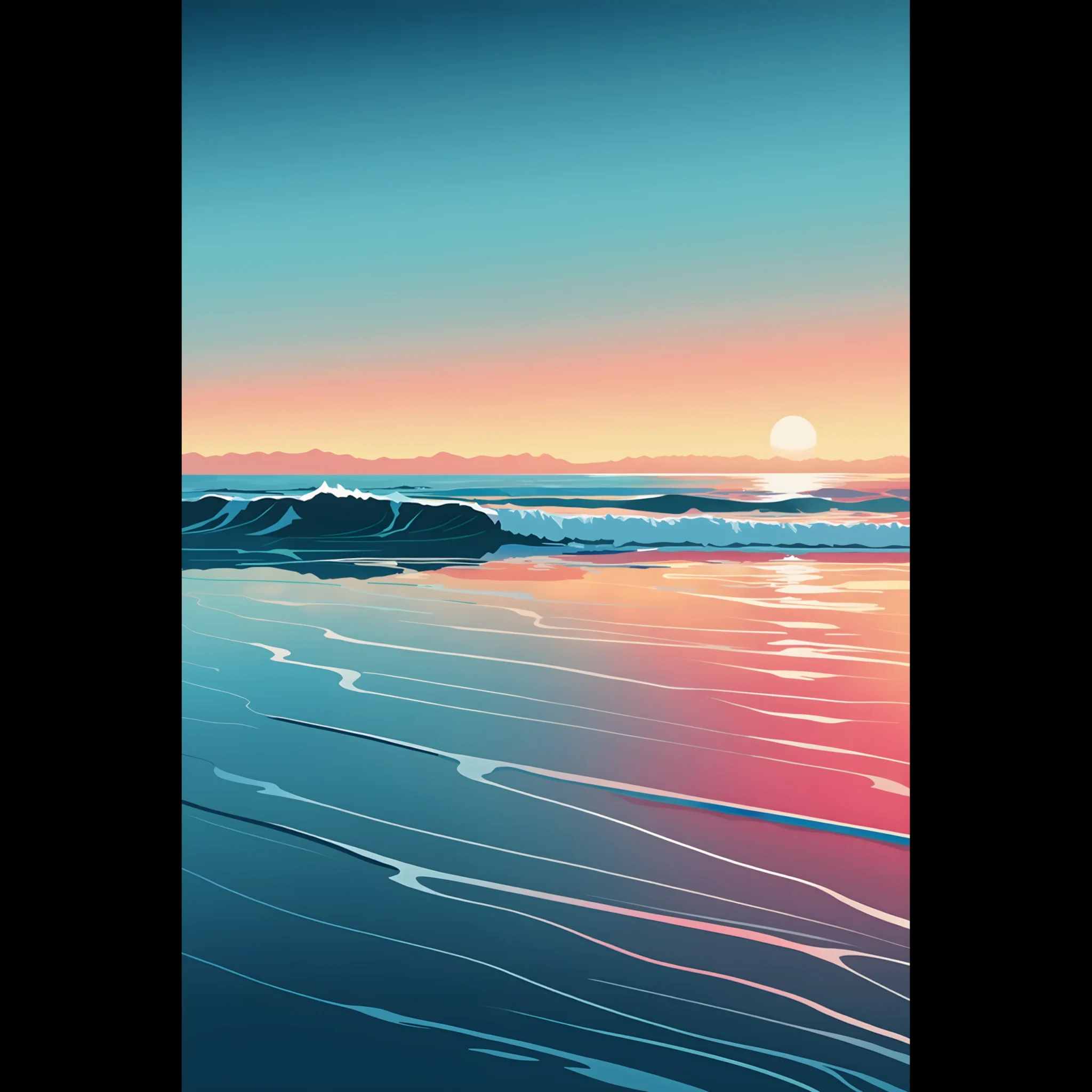 Quiet Horizon Coastal Sunset Art Print 1 Abstract Coastal Sunset wall art that explores the meeting point between sea, light, and horizon. Art Print, printed and shipped within North America.
