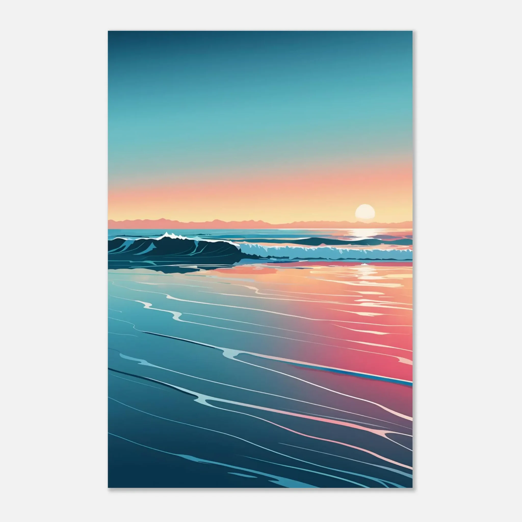 Quiet Horizon Coastal Sunset Art Print 8 Abstract Coastal Sunset wall art that explores the meeting point between sea, light, and horizon. Art Print, printed and shipped within North America.