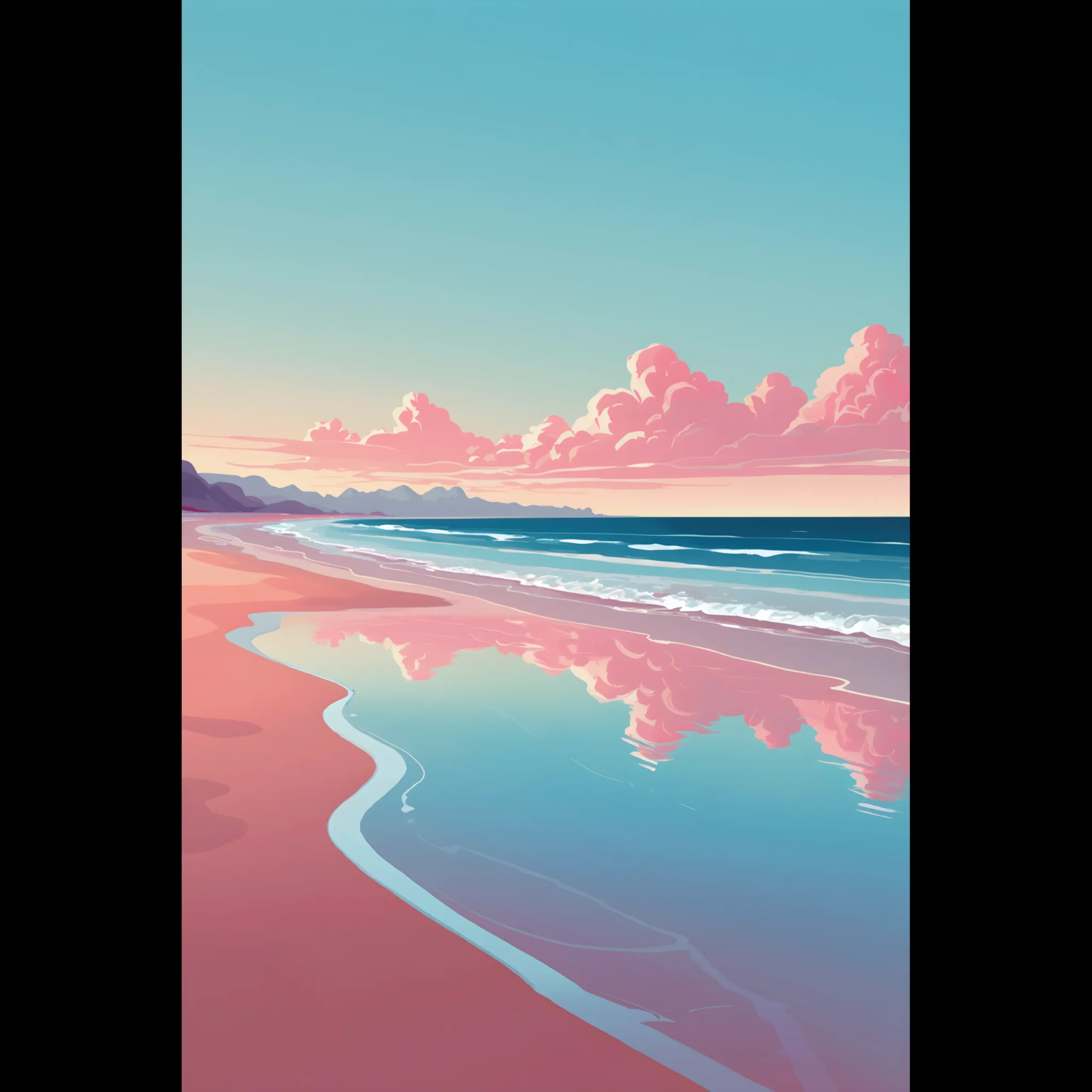 Soft Tide Coastal Sunset Art Print 1 Abstract Coastal Sunset wall art that explores the meeting point between sea, light, and horizon. Art Print, printed and shipped within North America.